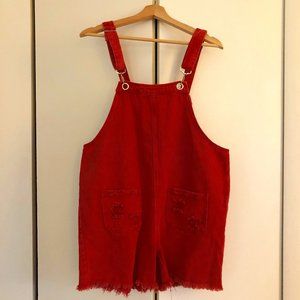 Shortie overalls with distressed pockets - rust - size M, NWT